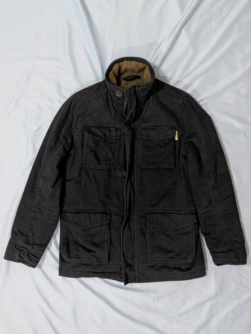 Hollister Black Sherpa-Trim Field Jacket